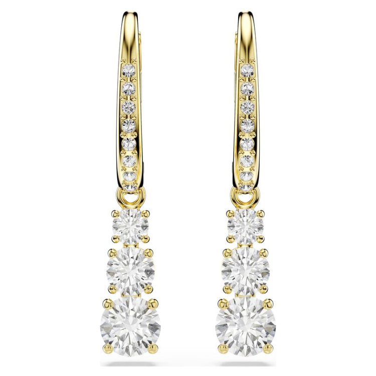 Stilla Attract hoop earrings Round cut, White, Gold-tone plated