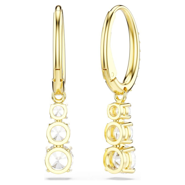 Stilla Attract hoop earrings Round cut, White, Gold-tone plated