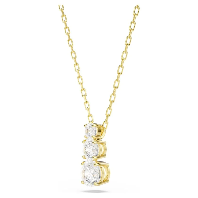 Stilla Attract pendant Round cut, White, Gold-tone plated