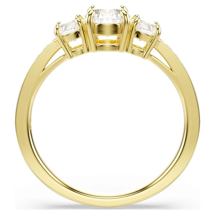 Stilla Attract ring Round cut, White, Gold-tone plated