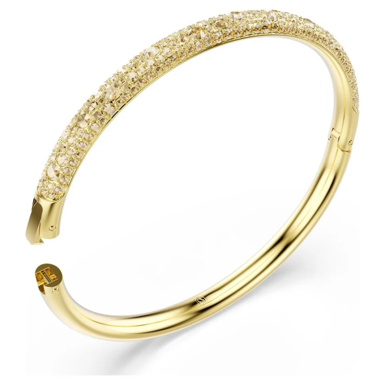 Sublima bangle Snow pavé, White, Gold-tone plated