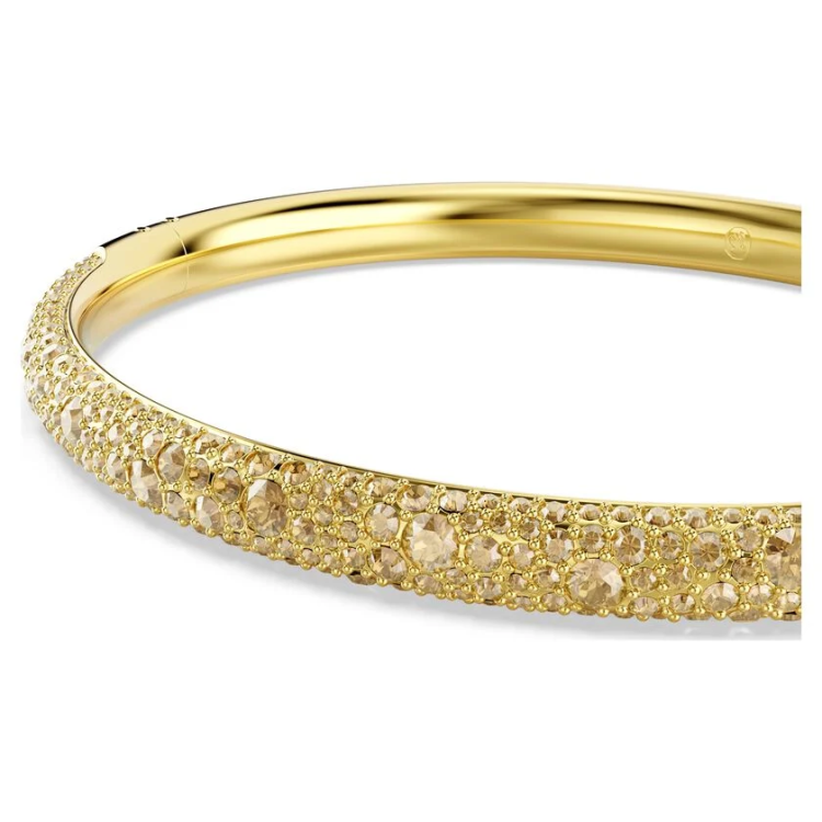 Sublima bangle Snow pavé, White, Gold-tone plated