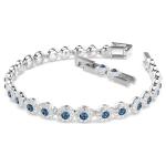 Una Angelic Tennis bracelet Round cut, Blue, Rhodium plated