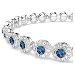 Una Angelic Tennis bracelet Round cut, Blue, Rhodium plated