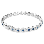 Una Angelic Tennis bracelet Round cut, Blue, Rhodium plated