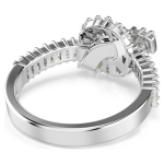 Matrix ring Baguette cut, Knot, White, Rhodium plated