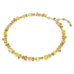 Gema Tennis necklace Mixed cuts, Yellow, Gold-tone plated