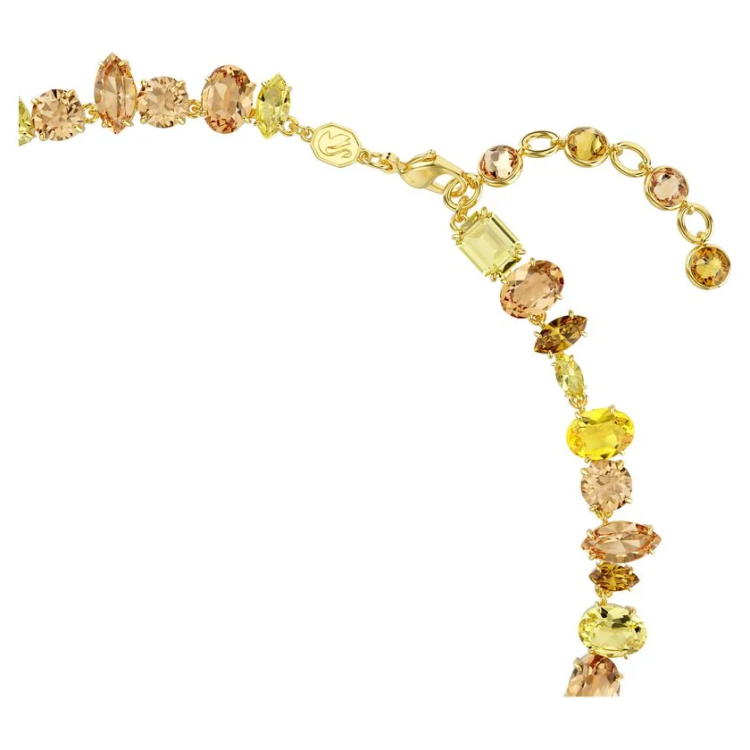 Gema Tennis necklace Mixed cuts, Yellow, Gold-tone plated