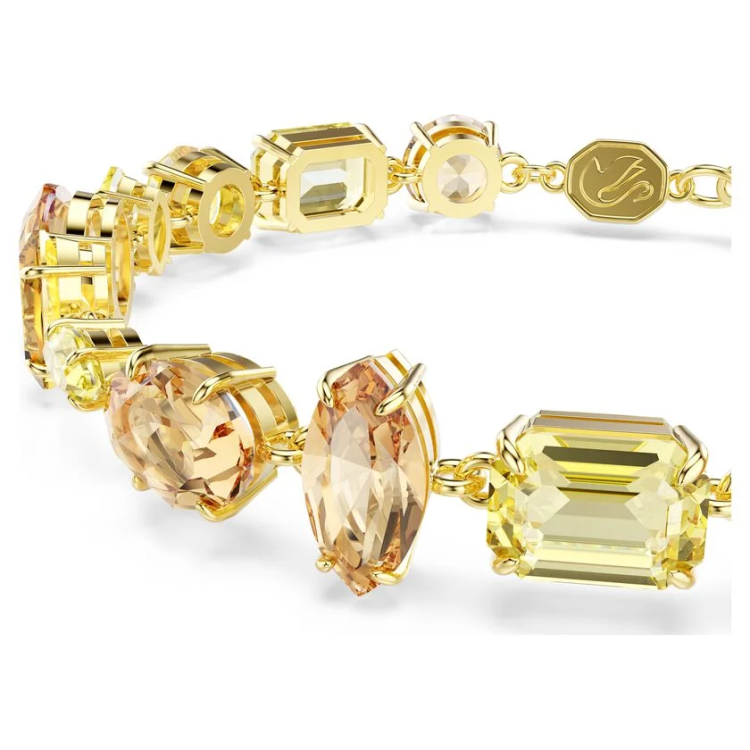 Gema bracelet Mixed cuts, Yellow, Gold-tone plated