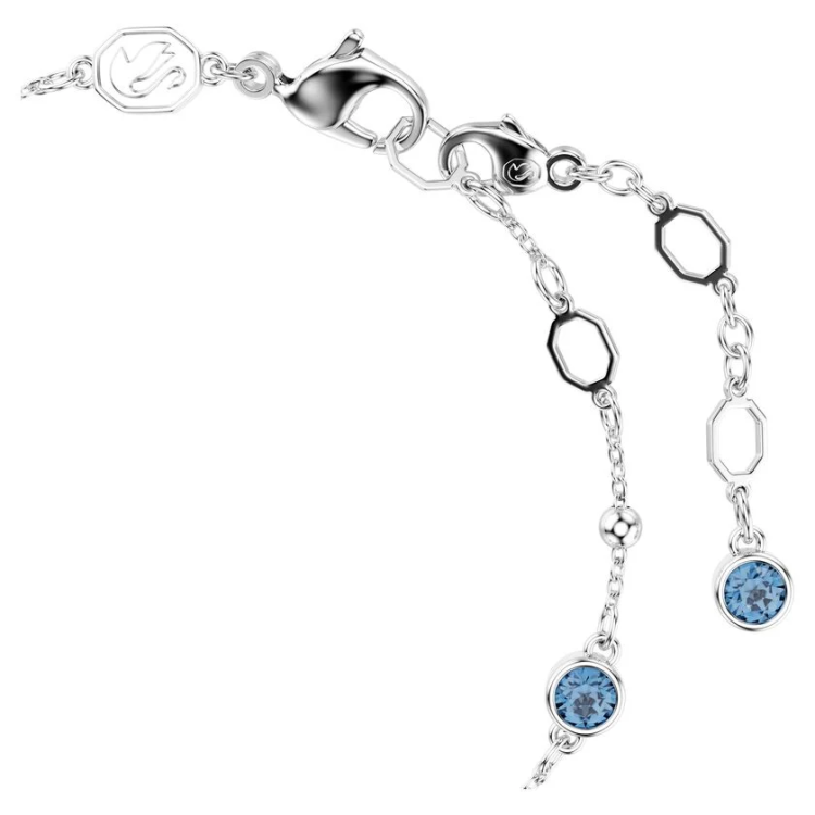 Imber bracelet Round cut, Blue, Rhodium plated
