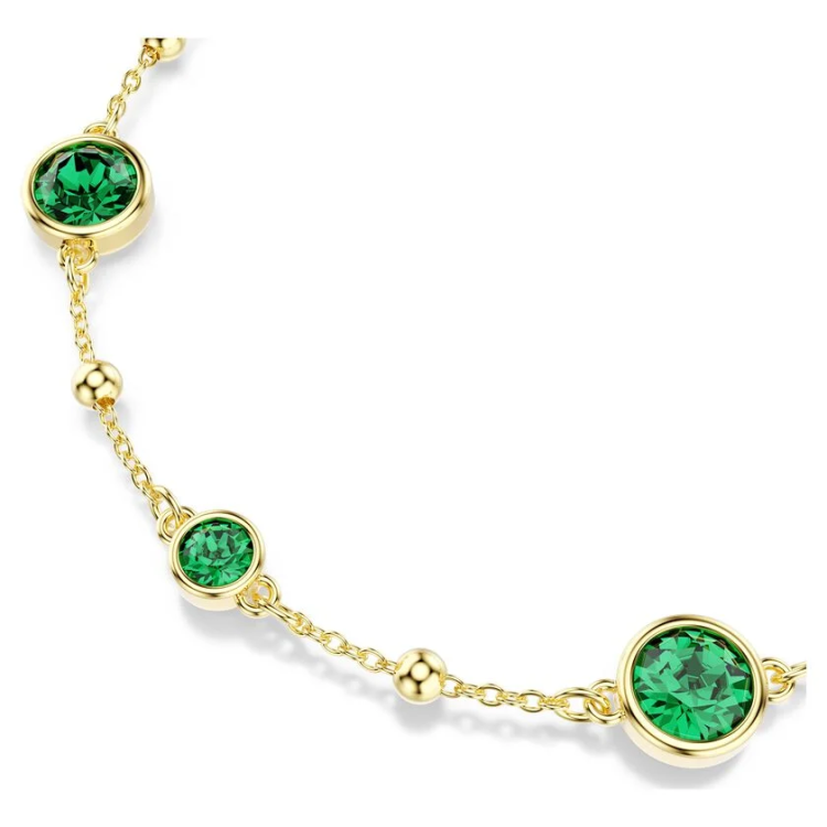 Imber bracelet Round cut, Green, Gold-tone plated