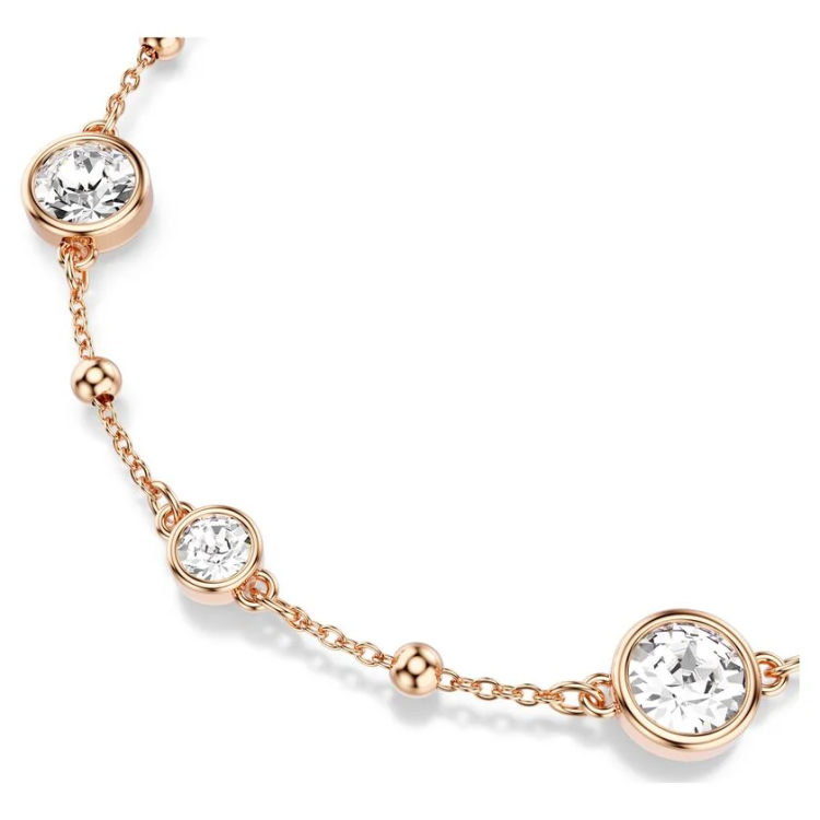 Imber bracelet Round cut, White, Rose gold-tone plated