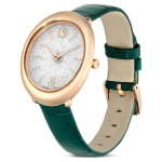 Imber watch Swiss Made, Leather strap, Green, Rose gold-tone finish