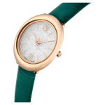 Imber watch Swiss Made, Leather strap, Green, Rose gold-tone finish