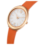 Imber watch Swiss Made, Leather strap, Orange, Rose gold-tone finish