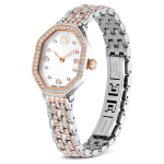 Dextera Octagon watch Swiss Made, Metal bracelet, Silver tone, Rose gold-tone finish