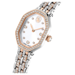 Dextera Octagon watch Swiss Made, Metal bracelet, Silver tone, Rose gold-tone finish