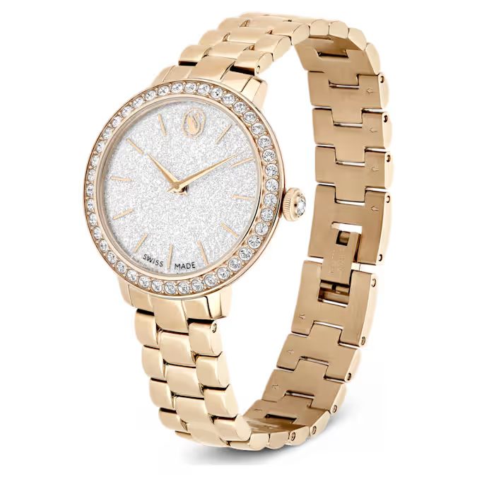 Watch Swiss Made, Metal bracelet, Gold tone, Champagne gold-tone finish