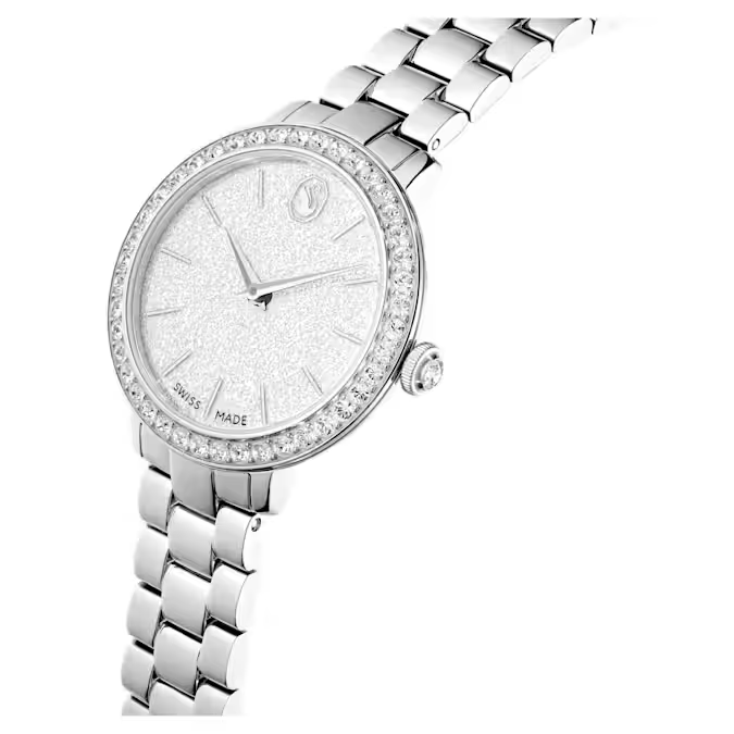 Watch Swiss Made, Metal bracelet, Silver tone, Stainless steel