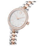 Watch Swiss Made, Metal bracelet, Silver tone, Rose gold-tone finish
