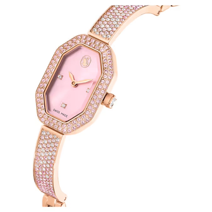 Dextera bangle watch Swiss Made, Metal bracelet, Pink, Rose gold-tone plated
