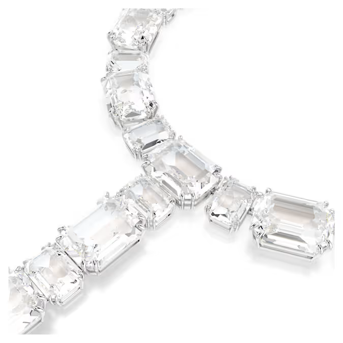Millenia necklace Mixed cuts, White, Rhodium plated
