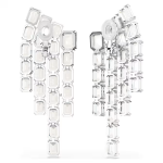 Millenia clip earrings Octagon cut, Chandelier, White, Rhodium plated