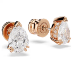 Stilla stud earrings Pear cut, White, Rose gold-tone plated
