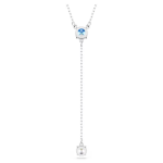 Stilla Attract Y necklace Round cut, Blue, Rhodium plated