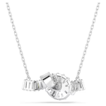Matrix pendant Baguette cut, Knot, White, Rhodium plated