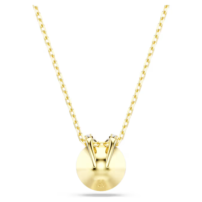 Bella V pendant Round cut, Green, Gold-tone plated