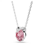 Bella V pendant Round cut, Pink, Rhodium plated