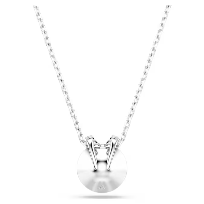 Bella V pendant Round cut, Pink, Rhodium plated