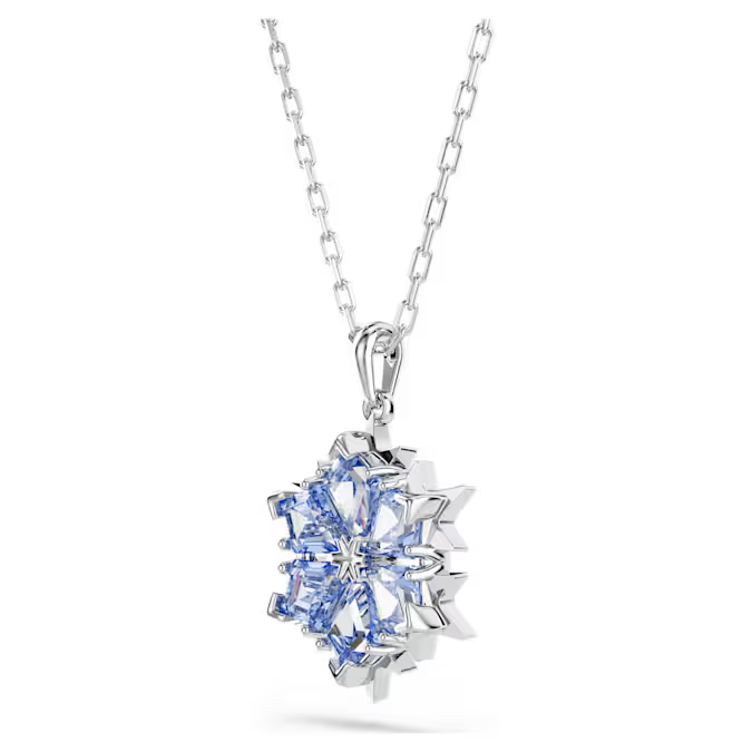 Magic pendant Snowflake, Blue, Rhodium plated