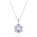 Magic pendant Snowflake, Blue, Rhodium plated