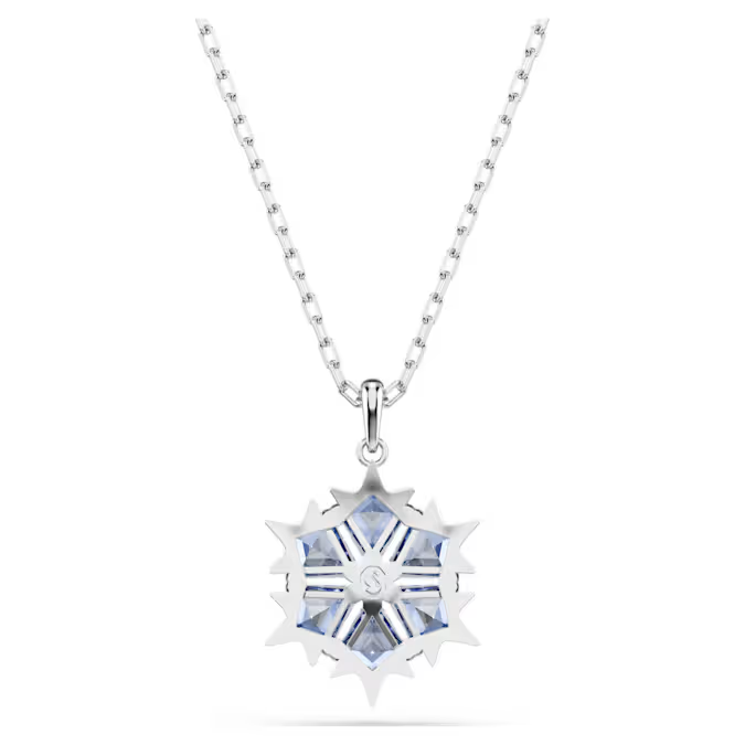 Magic pendant Snowflake, Blue, Rhodium plated