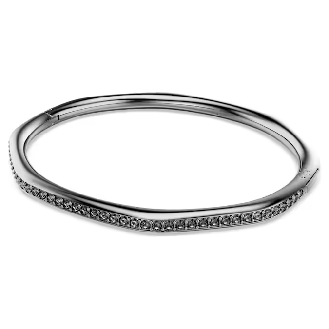 Dextera bangle Octagon shape, Round cut, White, Ruthenium plated