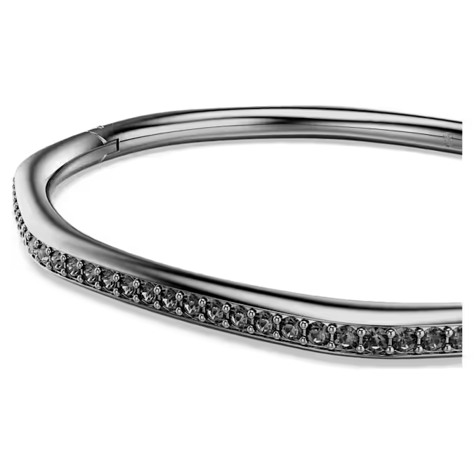 Dextera bangle Octagon shape, Round cut, White, Ruthenium plated