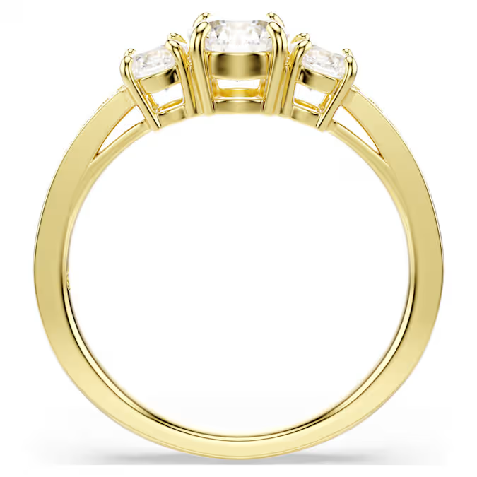 Stilla Attract ring Round cut, White, Gold-tone plated