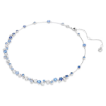 Constella necklace Mixed cuts, Blue, Rhodium plated