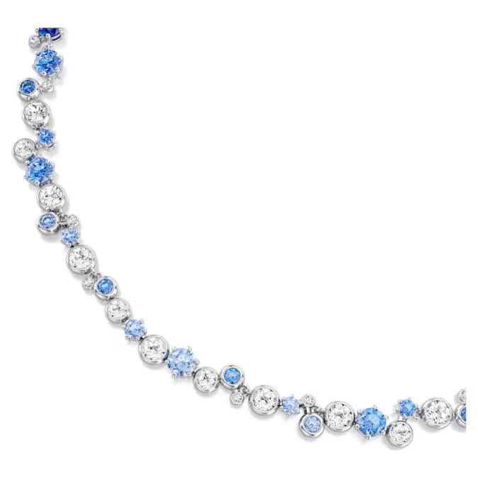 Constella necklace Mixed cuts, Blue, Rhodium plated