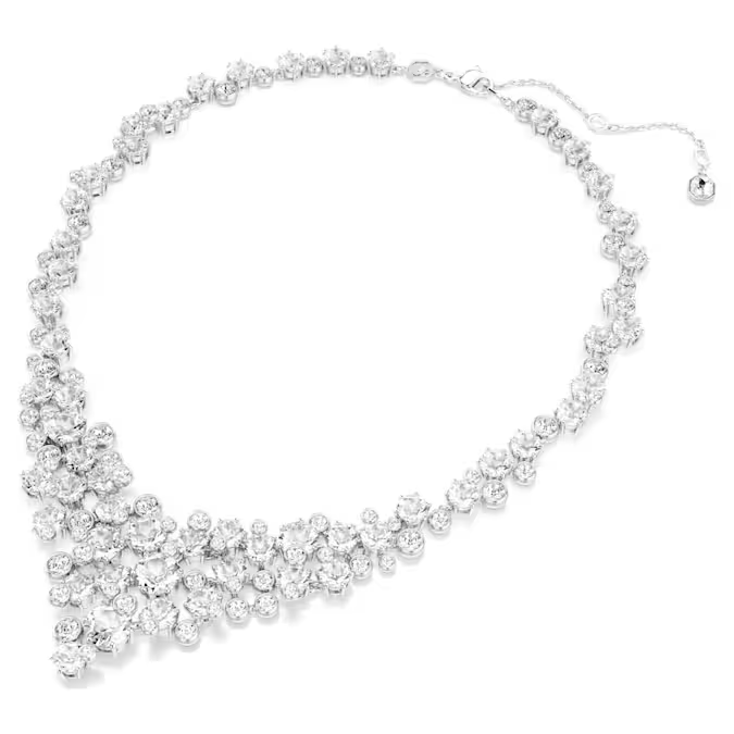 Constella necklace Mixed cuts, Clasp, White, Rhodium plated