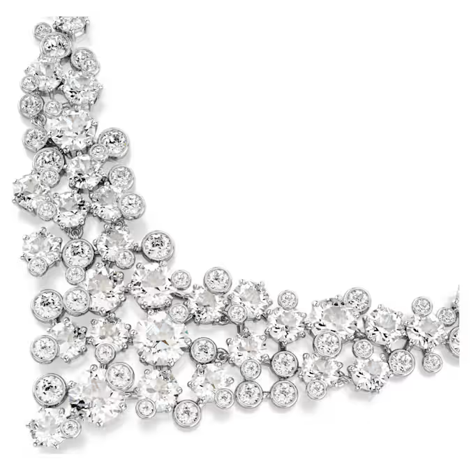 Constella necklace Mixed cuts, Clasp, White, Rhodium plated