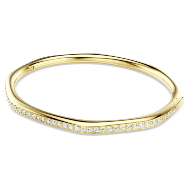 Dextera bangle Octagon shape, Round cut, White, Gold-tone plated