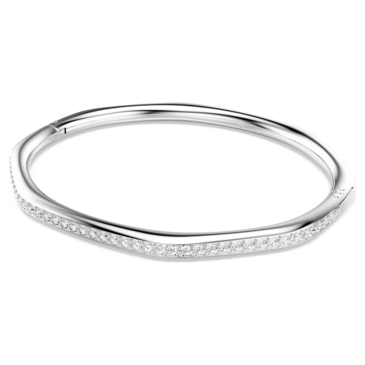 Dextera bangle Octagon shape, Round cut, White, Rhodium plated