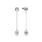 Una, drop earrings, White, Rhodium plated