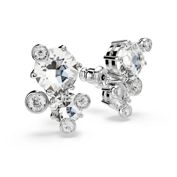 Constella stud earrings Mixed cuts, White, Rhodium plated