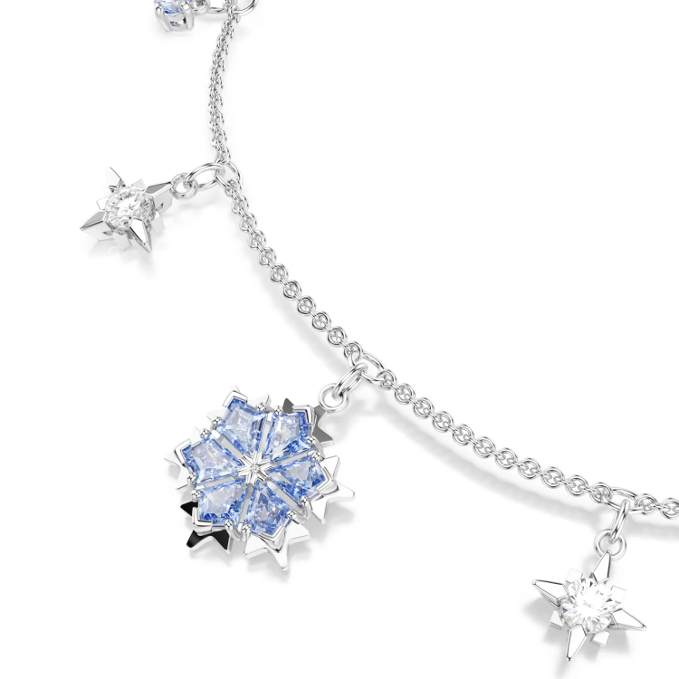 Magic bracelet Snowflake, Blue, Rhodium plated
