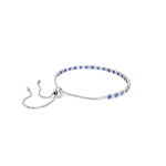 Matrix Tennis bracelet, Mixed round cuts, Blue, Rhodium plated