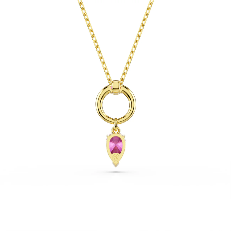 Mesmera pendant Pear cut, Red, Rhodium plated